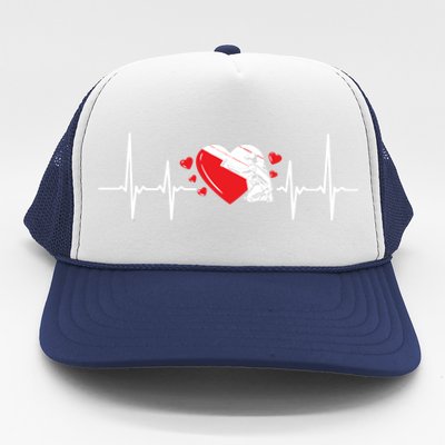 Heartbeat Valentines Day Painter Cute Gift Trucker Hat