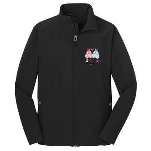 Happy Valentine's Day With Cute Penguins Couple And Hearts Cute Gift Core Soft Shell Jacket