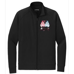 Happy Valentine's Day With Cute Penguins Couple And Hearts Cute Gift Stretch Full-Zip Cadet Jacket