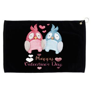 Happy Valentine's Day With Cute Penguins Couple And Hearts Cute Gift Grommeted Golf Towel