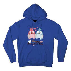 Happy Valentine's Day With Cute Penguins Couple And Hearts Cute Gift Hoodie