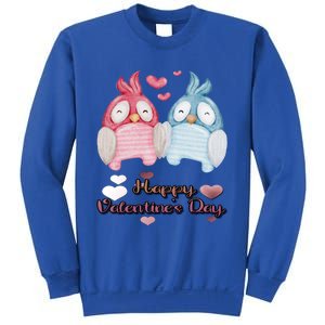 Happy Valentine's Day With Cute Penguins Couple And Hearts Cute Gift Sweatshirt