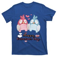 Happy Valentine's Day With Cute Penguins Couple And Hearts Cute Gift T-Shirt