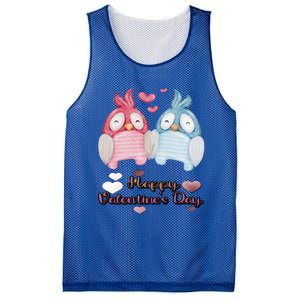 Happy Valentine's Day With Cute Penguins Couple And Hearts Cute Gift Mesh Reversible Basketball Jersey Tank