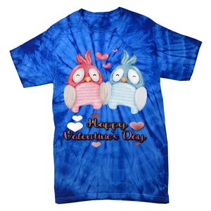 Happy Valentine's Day With Cute Penguins Couple And Hearts Cute Gift Tie-Dye T-Shirt