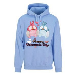 Happy Valentine's Day With Cute Penguins Couple And Hearts Cute Gift Unisex Surf Hoodie