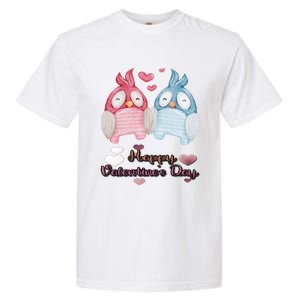 Happy Valentine's Day With Cute Penguins Couple And Hearts Cute Gift Garment-Dyed Heavyweight T-Shirt