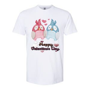 Happy Valentine's Day With Cute Penguins Couple And Hearts Cute Gift Softstyle CVC T-Shirt