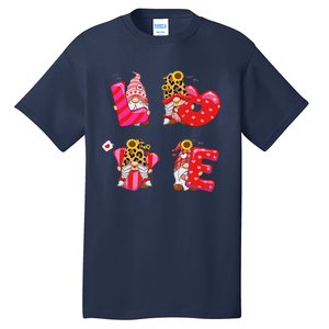 Happy Valentines Day Gnomes With Leopard Sunflower Valentine Cute Love Day Tall T-Shirt