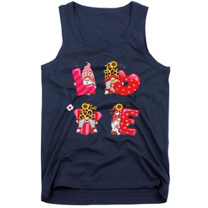 Happy Valentines Day Gnomes With Leopard Sunflower Valentine Cute Love Day Tank Top