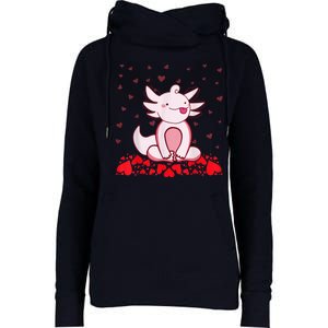 Happy Valentines Day Cute Axolotl Heart Valentines Day Womens Funnel Neck Pullover Hood