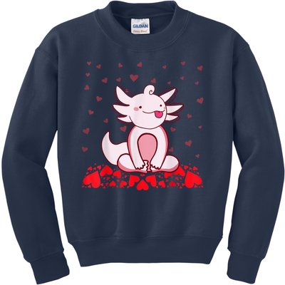 Happy Valentines Day Cute Axolotl Heart Valentines Day Kids Sweatshirt