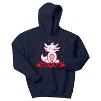 Happy Valentines Day Cute Axolotl Heart Valentines Day Kids Hoodie