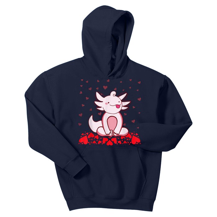 Happy Valentines Day Cute Axolotl Heart Valentines Day Kids Hoodie