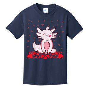 Happy Valentines Day Cute Axolotl Heart Valentines Day Kids T-Shirt