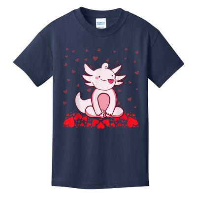 Happy Valentines Day Cute Axolotl Heart Valentines Day Kids T-Shirt