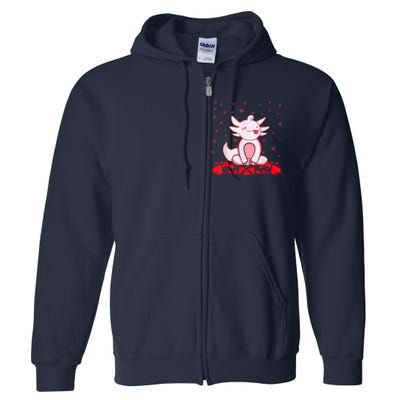 Happy Valentines Day Cute Axolotl Heart Valentines Day Full Zip Hoodie