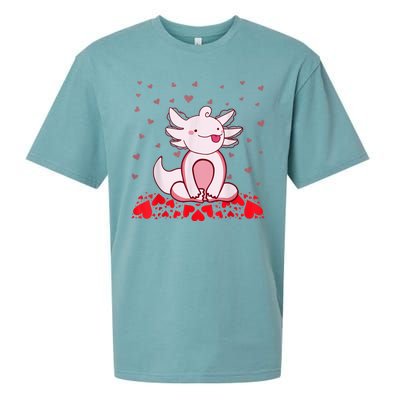 Happy Valentines Day Cute Axolotl Heart Valentines Day Sueded Cloud Jersey T-Shirt