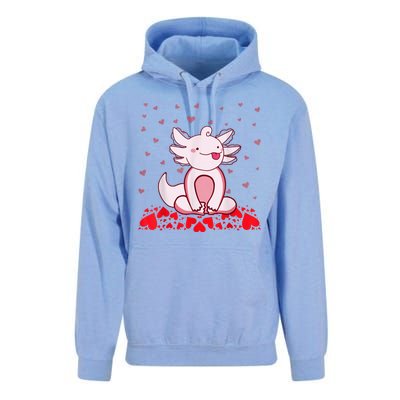 Happy Valentines Day Cute Axolotl Heart Valentines Day Unisex Surf Hoodie