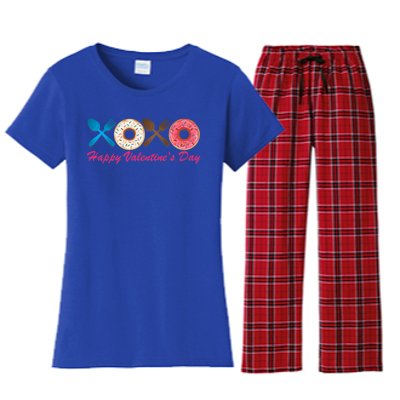 Happy Valentine's Day Donut Eaters Gift Cute Holiday Cool Gift Women's Flannel Pajama Set