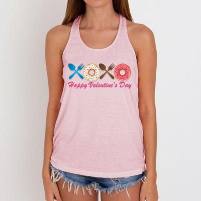 Happy Valentine's Day Donut Eaters Gift Cute Holiday Cool Gift Women's Knotted Racerback Tank