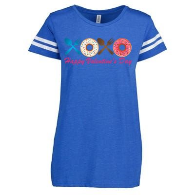 Happy Valentine's Day Donut Eaters Gift Cute Holiday Cool Gift Enza Ladies Jersey Football T-Shirt