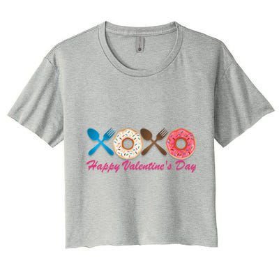 Happy Valentine's Day Donut Eaters Gift Cute Holiday Cool Gift Women's Crop Top Tee