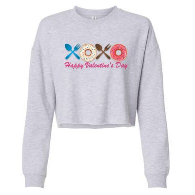 Happy Valentine's Day Donut Eaters Gift Cute Holiday Cool Gift Cropped Pullover Crew