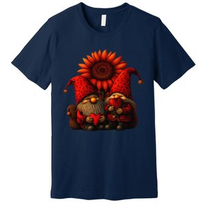 Happy Valentines Day Gnomes With Leopard Sunflower Valentine Day Love Premium T-Shirt