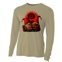 Happy Valentines Day Gnomes With Leopard Sunflower Valentine Day Love Cooling Performance Long Sleeve Crew