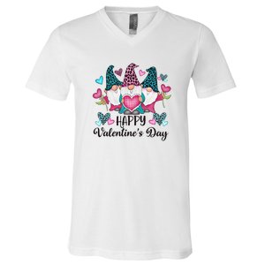 Happy Valentines Day Gnomes Gift V-Neck T-Shirt