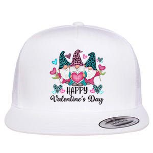 Happy Valentines Day Gnomes Gift Flat Bill Trucker Hat