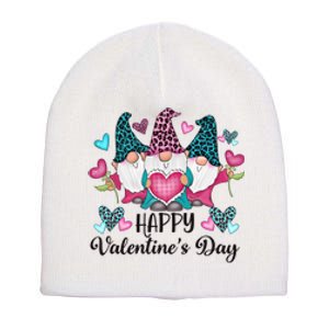 Happy Valentines Day Gnomes Gift Short Acrylic Beanie