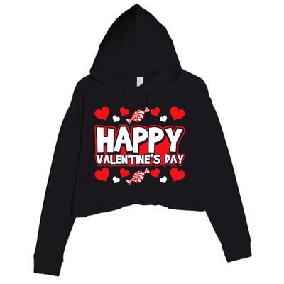 Happy Valentines Day Romantic Holiday February 14 Crop Fleece Hoodie