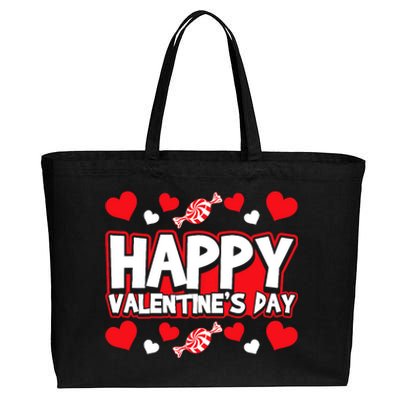 Happy Valentines Day Romantic Holiday February 14 Cotton Canvas Jumbo Tote