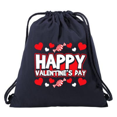 Happy Valentines Day Romantic Holiday February 14 Drawstring Bag