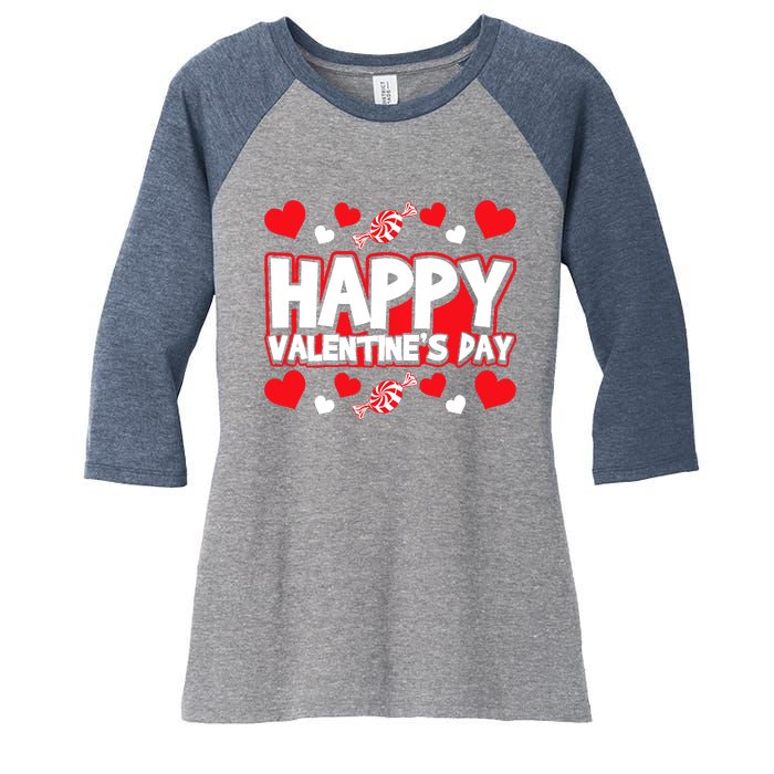 Happy Valentines Day Romantic Holiday February 14 Women's Tri-Blend 3/4-Sleeve Raglan Shirt