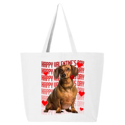 Happy Valentines Day Dachshund Dog & Red Hearts Gift For Boy Girl 25L Jumbo Tote