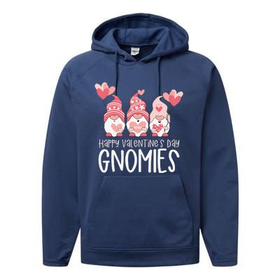 HAPPY VALENTINES DAY GNOMIES Gnome Lover Gift Three Gnomes Performance Fleece Hoodie