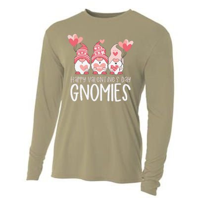 HAPPY VALENTINES DAY GNOMIES Gnome Lover Gift Three Gnomes Cooling Performance Long Sleeve Crew