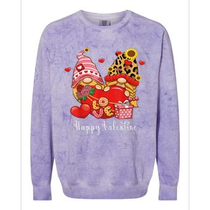 Happy Valentines Day Gnomes With Leopard Sunflower Valentine Love Colorblast Crewneck Sweatshirt