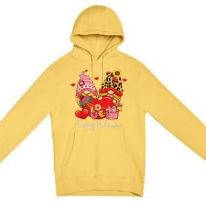 Happy Valentines Day Gnomes With Leopard Sunflower Valentine Love Premium Pullover Hoodie