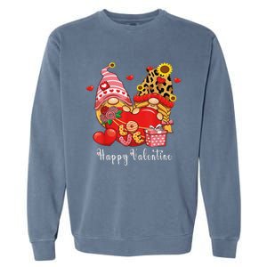 Happy Valentines Day Gnomes With Leopard Sunflower Valentine Love Garment-Dyed Sweatshirt