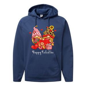 Happy Valentines Day Gnomes With Leopard Sunflower Valentine Love Performance Fleece Hoodie