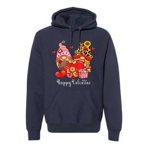 Happy Valentines Day Gnomes With Leopard Sunflower Valentine Love Premium Hoodie