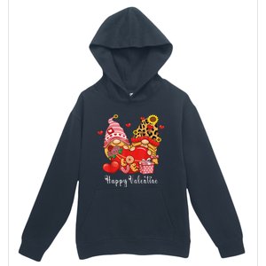 Happy Valentines Day Gnomes With Leopard Sunflower Valentine Love Urban Pullover Hoodie