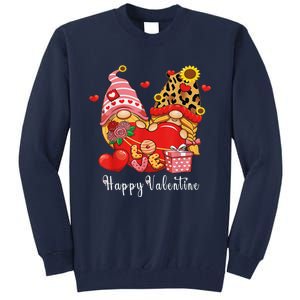 Happy Valentines Day Gnomes With Leopard Sunflower Valentine Love Tall Sweatshirt