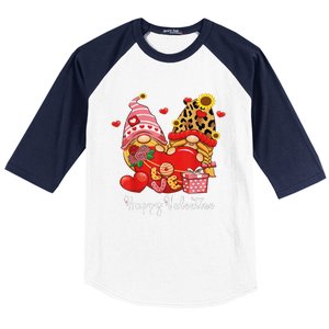 Happy Valentines Day Gnomes With Leopard Sunflower Valentine Love Baseball Sleeve Shirt