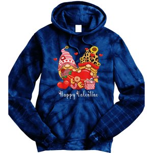 Happy Valentines Day Gnomes With Leopard Sunflower Valentine Love Tie Dye Hoodie