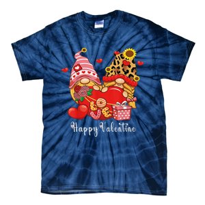 Happy Valentines Day Gnomes With Leopard Sunflower Valentine Love Tie-Dye T-Shirt